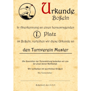 10x Boßel-Urkunde - Boßeln - Boßler - Urkunde v3.5