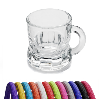 Schnapsglas mit Henkel Band aus Glas, Henkelstamper 30770