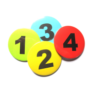 Button 59mm mit Zahlenreihe gelb