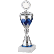 Pokal Marianna 435mm silber-blau Marmor 120x40mm 53304