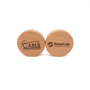 Flaschenöffner rund Buche mit Text oder Logo rund...