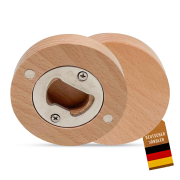 Flaschenöffneraus Holz mit Magnet, rund 6,4cm