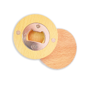 Flaschenöffneraus Holz mit Magnet, rund 6,4cm