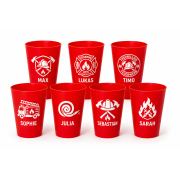 Feuerwehr Partybecher mit Name, Logo oder Gesicht individuell gestaltbar flexibel
