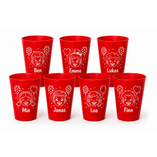 Kindergeburtstag Partybecher mit Name, Logo oder Gesicht individuell gestaltbar flexibel