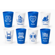 Mehrweg-Partybecher mit wechselbaren Icons – bayerisches Festdesign für Volksfeste, Gartenpartys und Feiern, flexibel