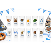 Mehrweg-Partybecher mit wechselbaren Icons – bayerisches Festdesign für Volksfeste, Gartenpartys und Feiern, flexibel