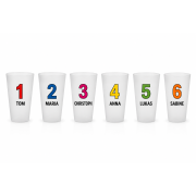 Becher mit Zahlen flexibel mit Nummer und Name